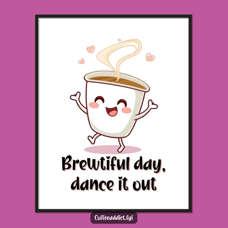 Free Printable Wall Art: Jiggling Coffee Cup Dancer - Whimsical DIY Downloadable Decor