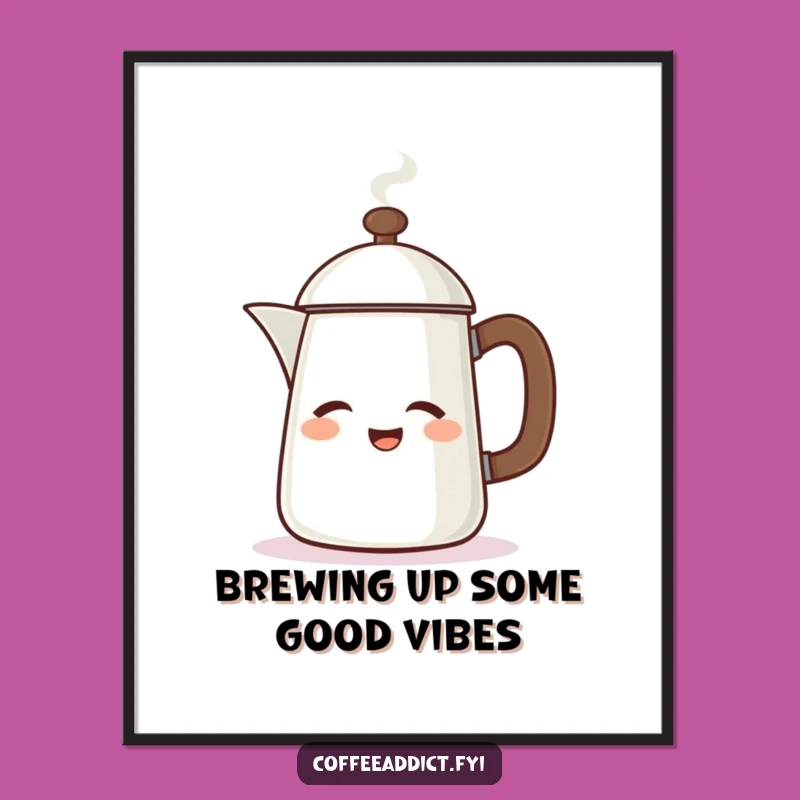 Funny Free Printable Wall Art: Winking Coffee Pot Character, Downloadable Decor for Kitchen