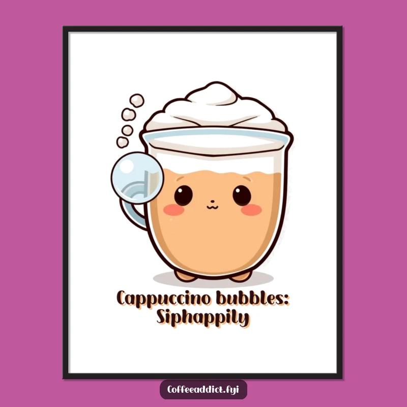 Whimsical Free Printable Wall Art: Cappuccino Bubble Humorous Downloadable Poster