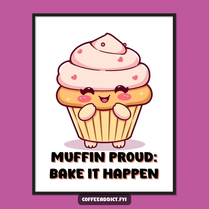 Charming Free Printable Wall Art: Kawaii Muffin Bow Humorous Downloadable Poster
