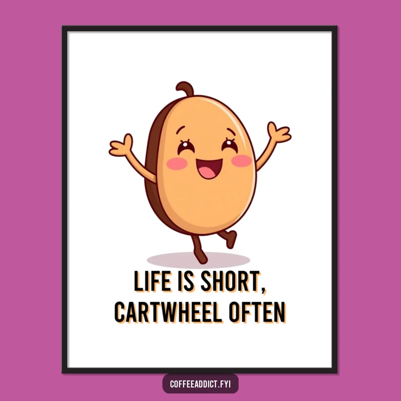 Free Printable Wall Art: Coffee Bean Cartwheel Fun - Whimsical DIY Downloadable Decor