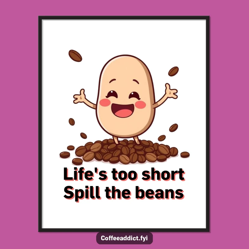 Free Printable Wall Art: Hilarious Kawaii Coffee Bean Spilling Beans!