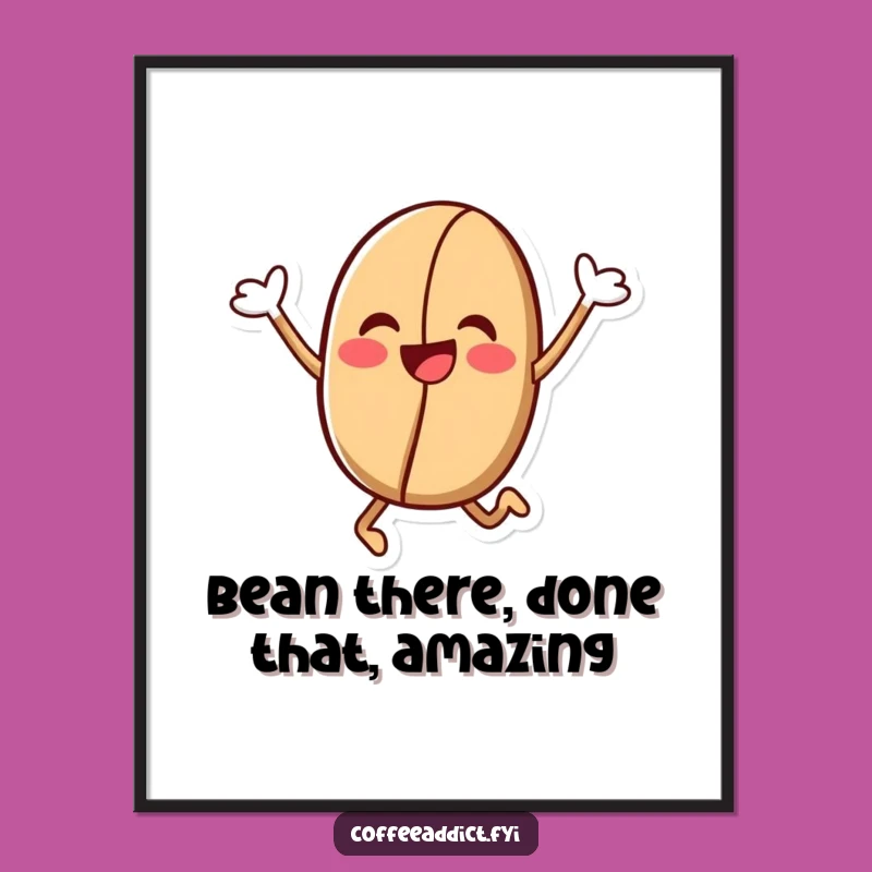 Free Printable Wall Art: Jumping Coffee Bean, Funny Downloadable Decor!