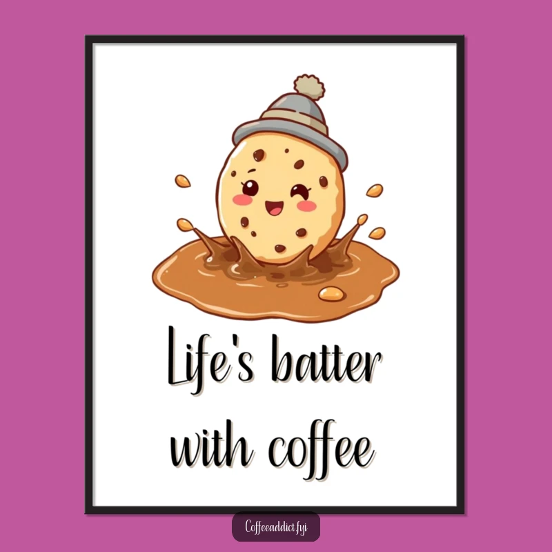 Funny Free Printable Wall Art: Coffee Cookie Splash, Downloadable Decor for a Playful Vibe