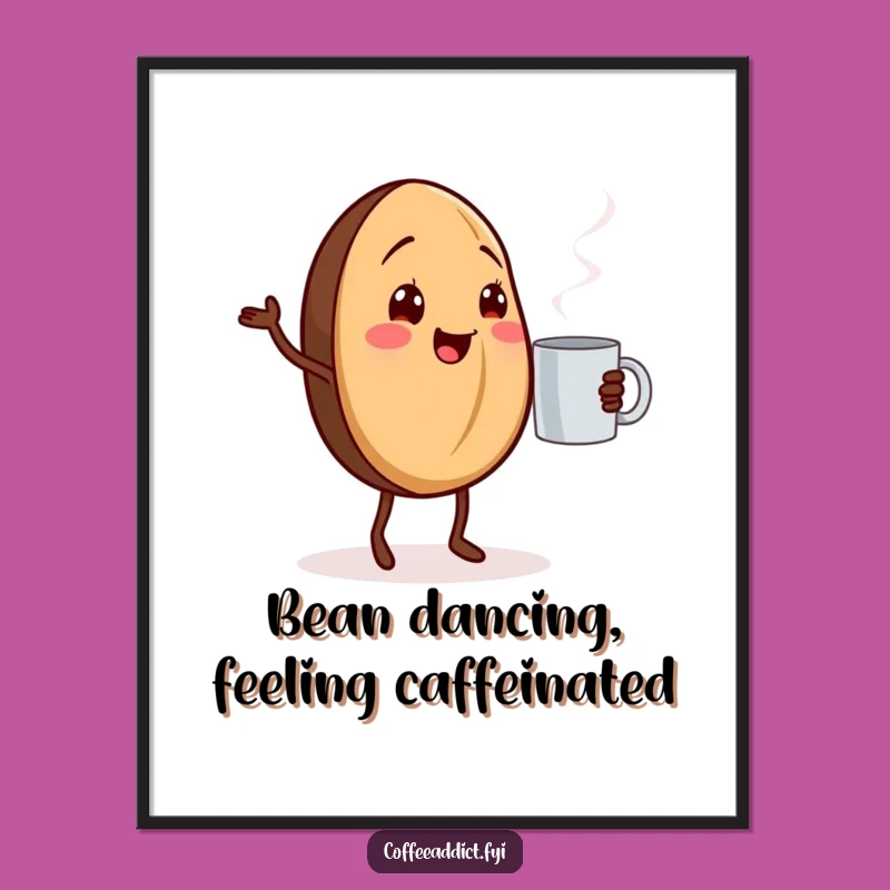 Funny Free Printable Wall Art: Dancing Coffee Bean, Downloadable Decor for Energy
