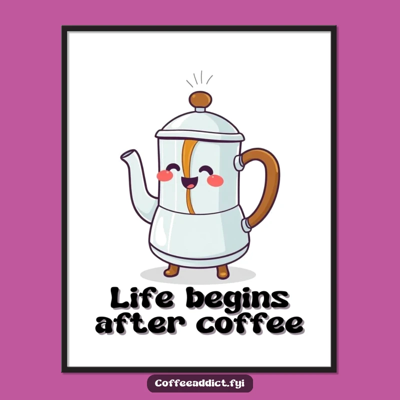 Funny Free Printable Wall Art: Dancing Coffee Pot Spreading Joy Downloadable Decor