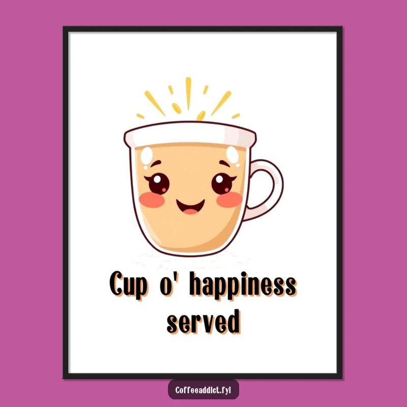 Funny Free Printable Wall Art: Smiling Cup Spreading Cheer Downloadable Decor