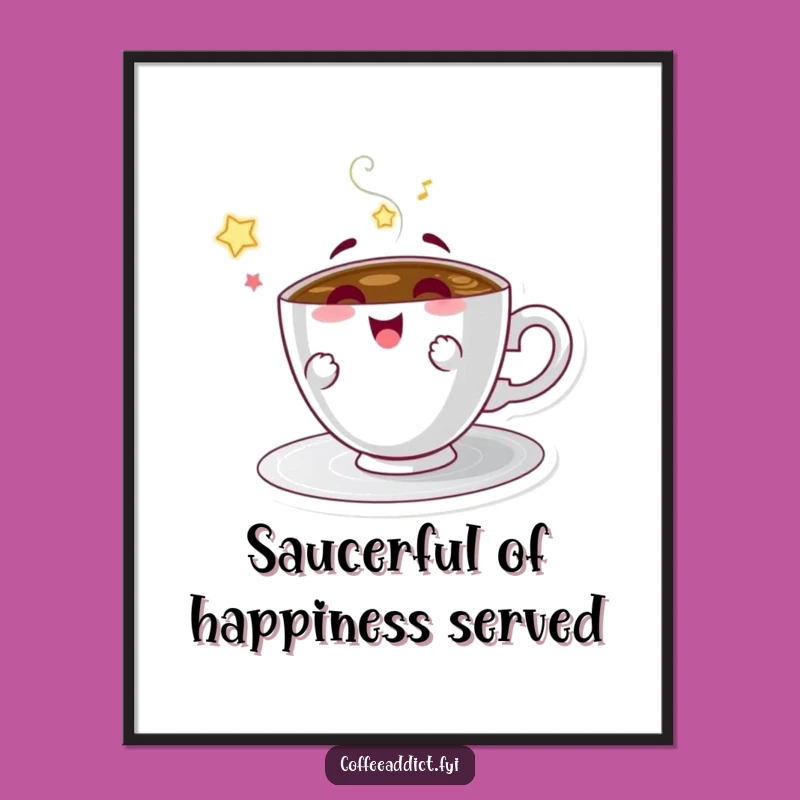 Funny Free Printable Wall Art: Spinning Saucer's Delight, Whimsical Coffee Decor
