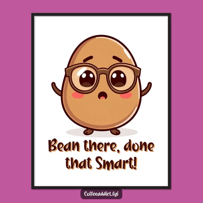 Funny Free Printable Wall Art: Surprised Coffee Bean Kawaii - Quirky Downloadable Decor