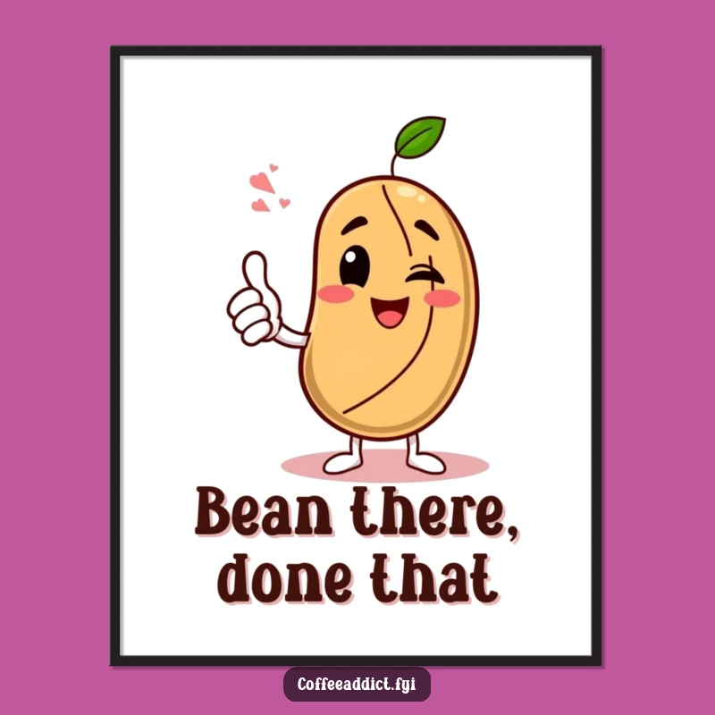 Funny Free Printable Wall Art: Winking Bean Thumbs Up Downloadable Decor