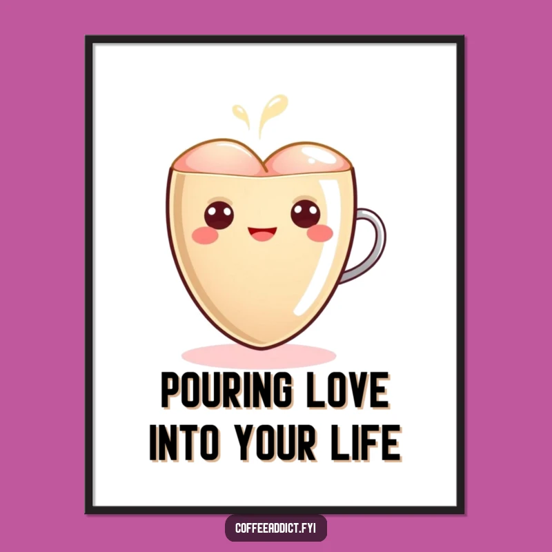 Funny Kawaii Latte Heart Wall Art: Free Printable Downloadable, Warm Decor