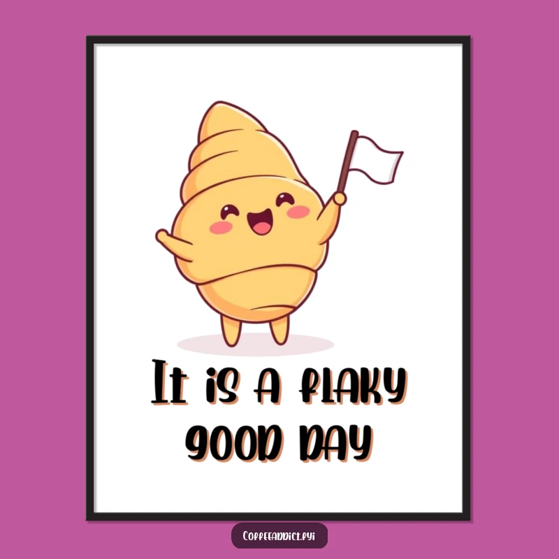 Free Printable Wall Art: Cheering Croissant - Whimsical Decor Download