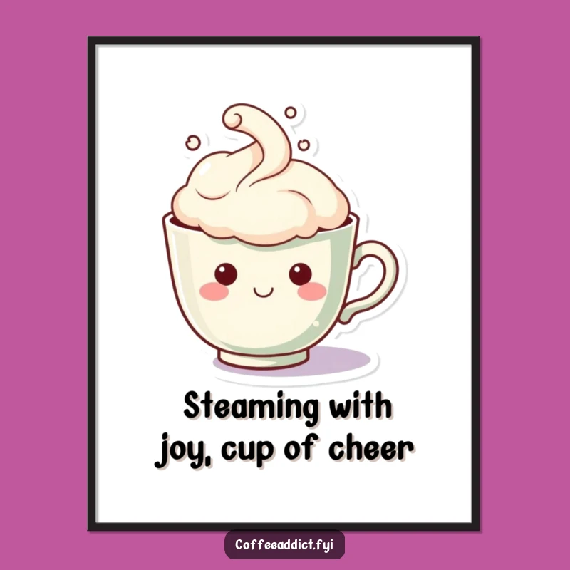 Free Printable Wall Art: Happy Teacup, Steam Face, Funny Downloadable Decor!