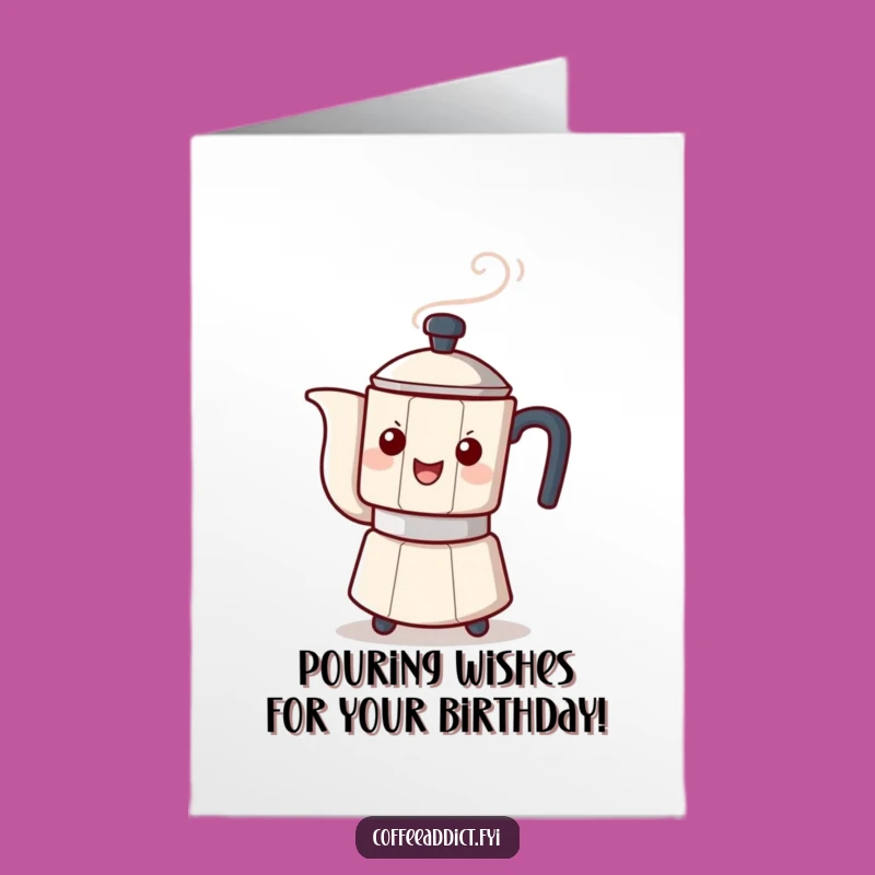 Free Printable Birthday Card: Playful Coffee Pot Tipping for Celebration Gift