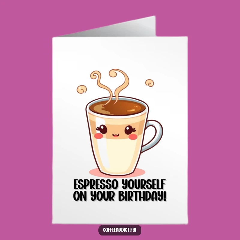 Free Printable Birthday Card: Silly Espresso Shot Wink, Funny Downloadable Gift for Coffee Lovers