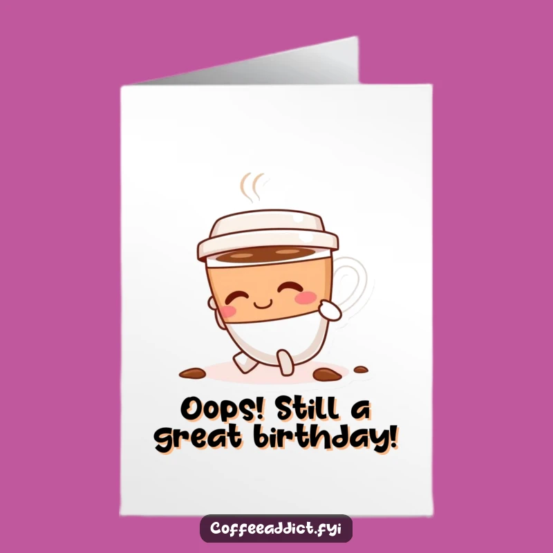 Free Printable Birthday Card: Tripping Coffee Cup Digital Download for a Laugh