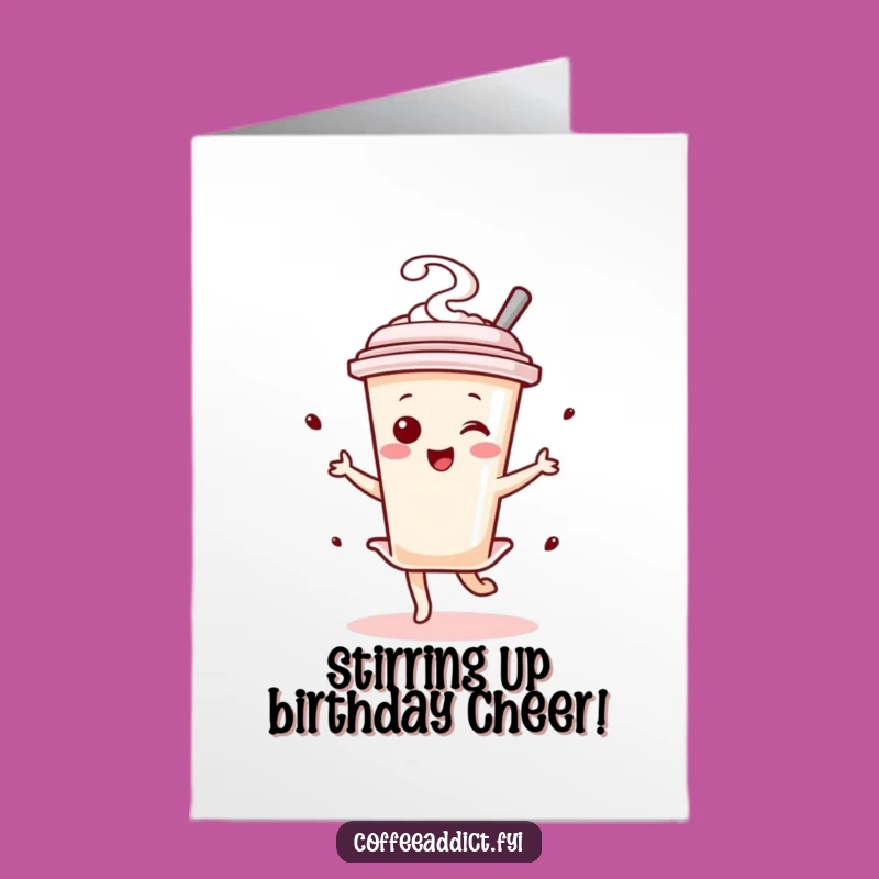 Free Printable Funny Birthday Card: Kawaii Dancer Stirrer, Joyful Twirl, Printable Downloadable Gift