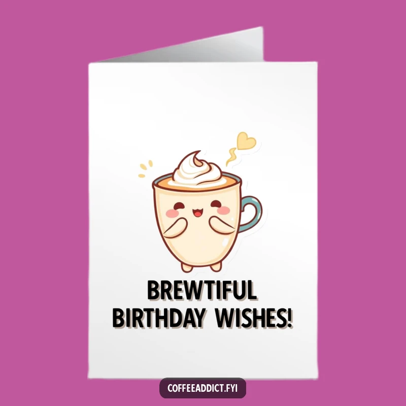 Free Printable Latte Art Birthday Card: Heart Swirl Funny Downloadable Gift