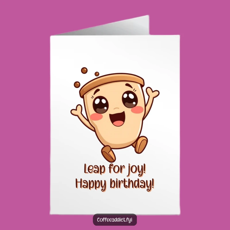 Free Printable Birthday Card: Joyful Kawaii Coffee, Energetic Downloadable Gift