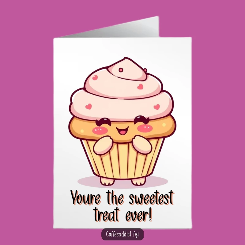 Free Printable Birthday Card: Kawaii Muffin Bow Funny Downloadable Gift for Celebration