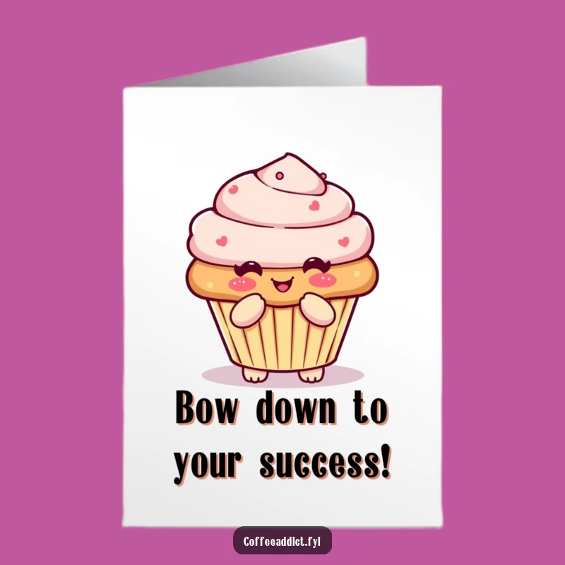 Free Printable Congrats Card: Kawaii Muffin Bow Funny Downloadable Celebration Gift