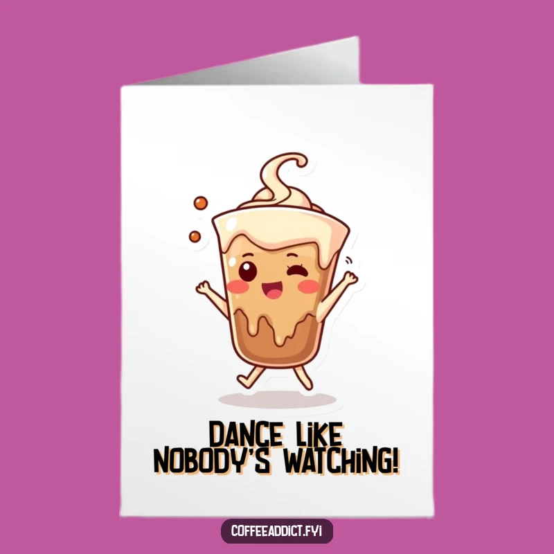 Free Printable Congrats Card: Dancing Coffee Drip Celebrates Your Success