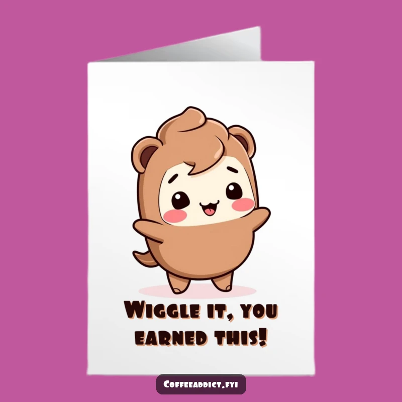 Free Printable Congrats Card: Kawaii Mocha Wiggle Funny Downloadable Celebration Gift