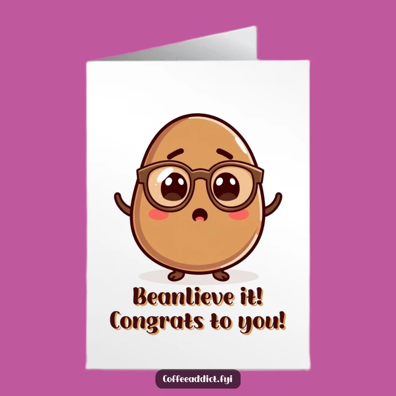 Free Printable Congrats Card: Shocked Bean Kawaii - Funny Downloadable Gift