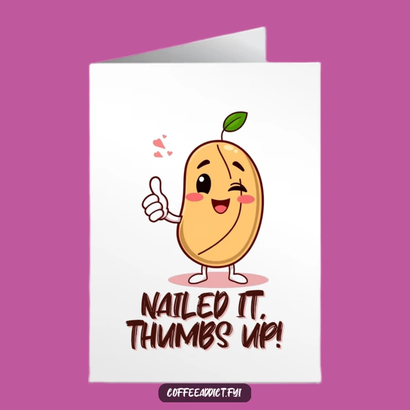 Free Printable Congrats Card: Winking Bean for Awesome Wins Downloadable