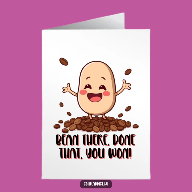 Free Printable Funny Congrats Card: Kawaii Coffee Bean Celebration!