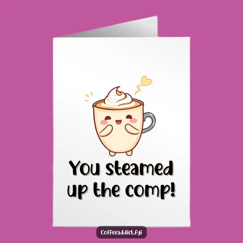 Free Printable Latte Art Congrats Card: Heart Swirl Funny Downloadable Gift