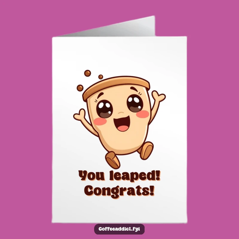 Free Printable Congrats Card: Kawaii Coffee Cheers, Enthusiastic Downloadable Gift