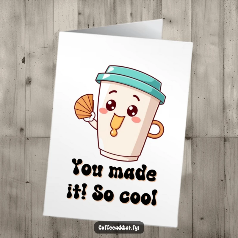 Hilarious Free Printable Congratulations Card: Coffee cup with a big dribble fanning itself mockingly.