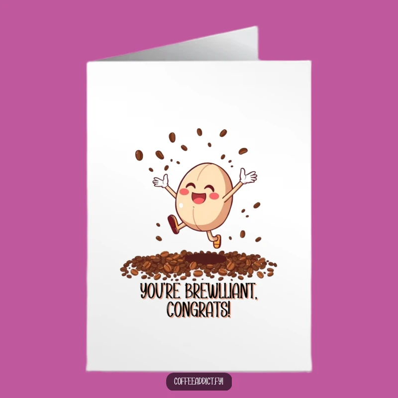Free Printable Congrats Card: Excited Coffee Bean Scattering Grounds Downloadable for a Celebratory Boost