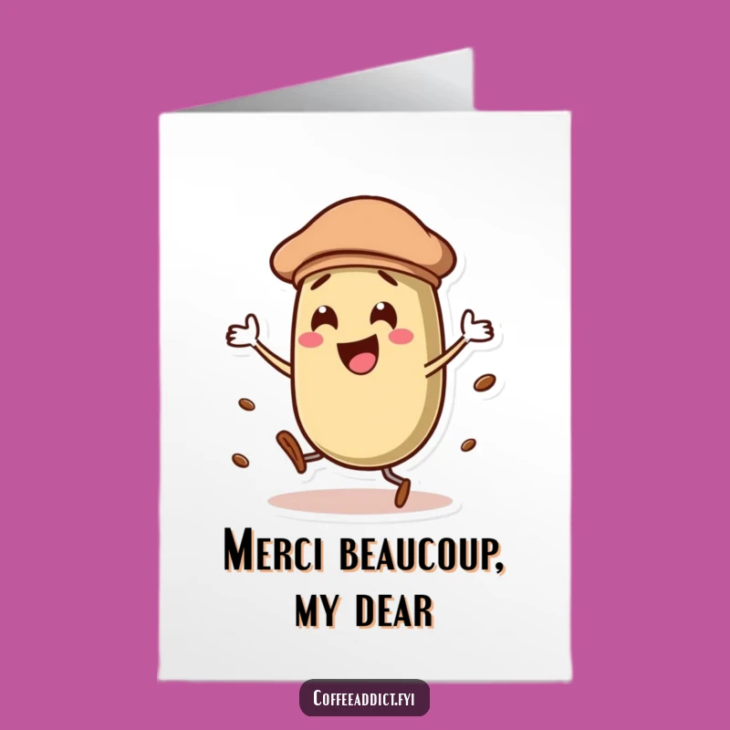 Free Printable Thank You Card: Dancing Coffee Bean Beret Chic Digital Gift