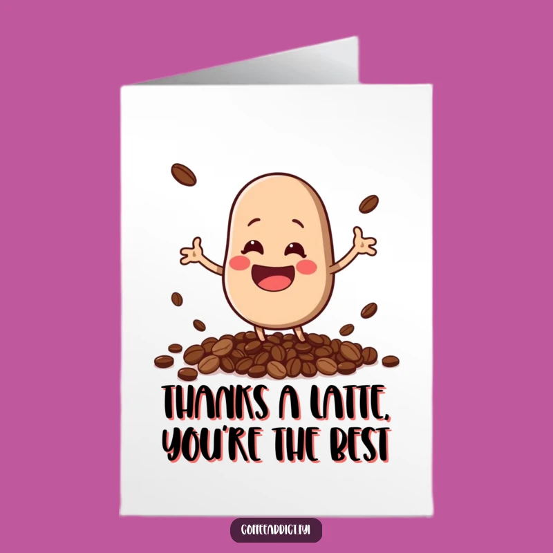 Free Printable Thank You Card: Grinning Kawaii Coffee Bean Gratitude!