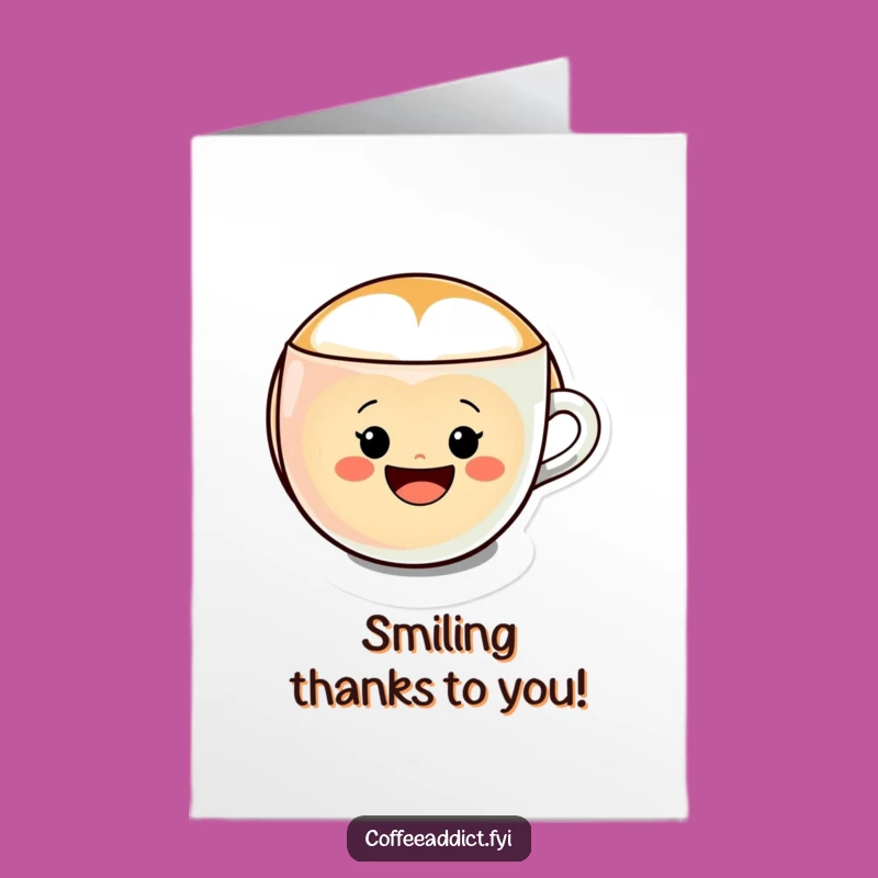 Free Printable Thank You Card: Smiley Latte Art, Grateful Smile, Heartfelt Downloadable