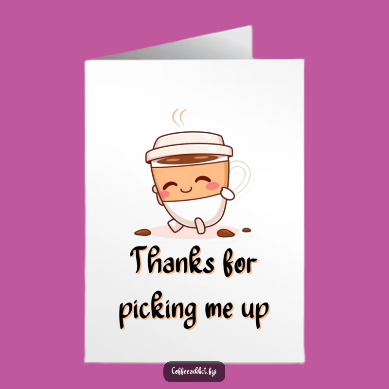 Free Printable Thank You Card: Witty Tripping Coffee Cup Digital Gift