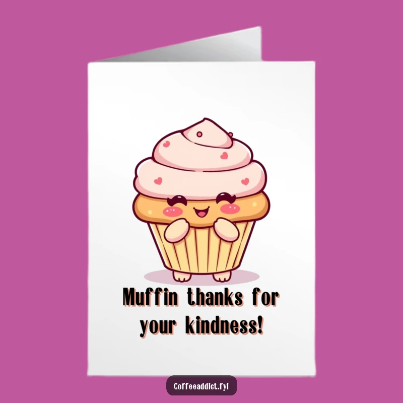 Free Printable Thank You Card: Kawaii Muffin Bow Funny Downloadable Gift of Thanks