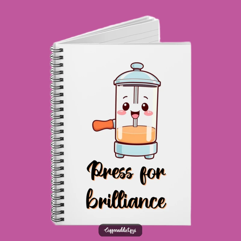 Funny Kawaii French Press Notebook: Smiling Pressing Journal for Ideas