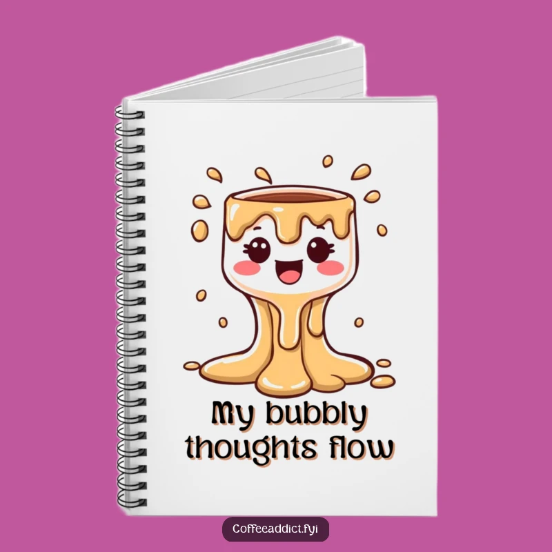 Funny Kawaii Coffee Drip Notebook - Bubbly Cascade Journal Gift