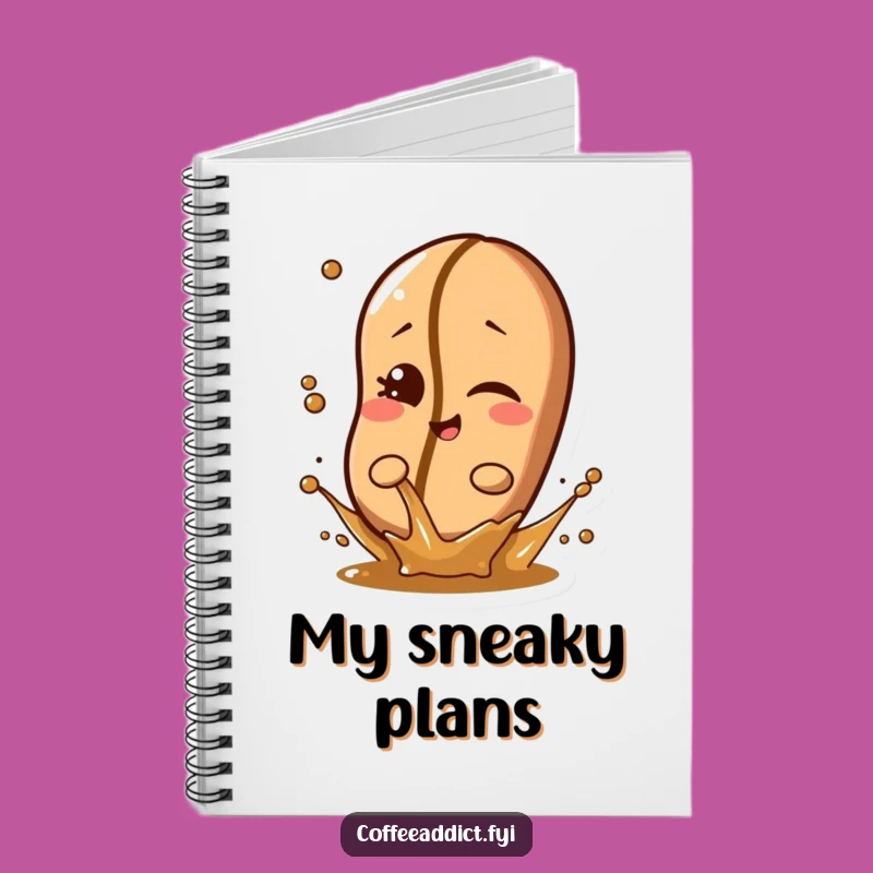 Funny Winking Coffee Bean Splash Notebook, Playful Journal for Mischievous Ideas