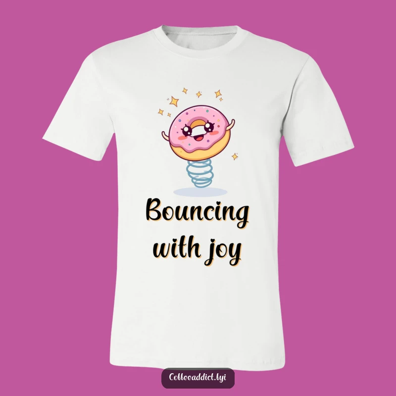 Funny Donut T-Shirt: Bouncing with Joyful Starry-Eyed Design