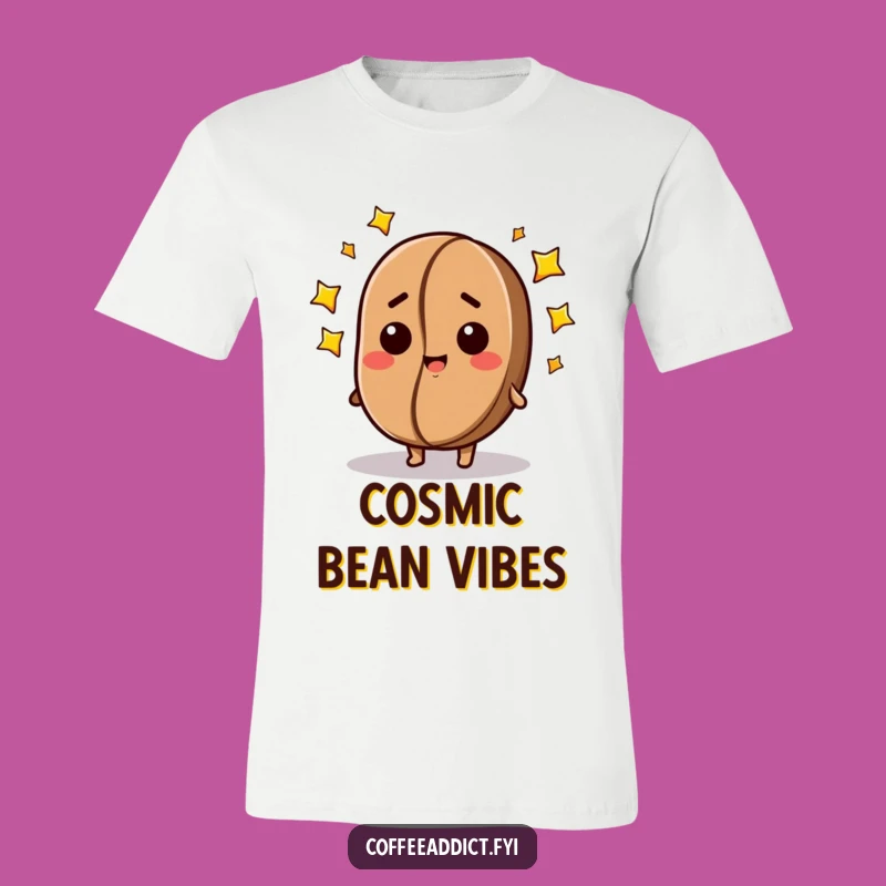 Funny Dazed Coffee Bean T-Shirt: Starry-Eyed Character Graphic Tee