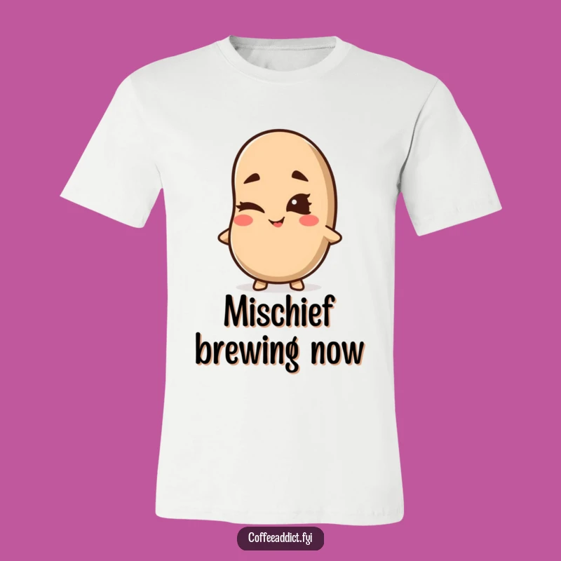 Funny Kawaii Coffee Bean T-Shirt - Mischief Maker, Hilarious Gift