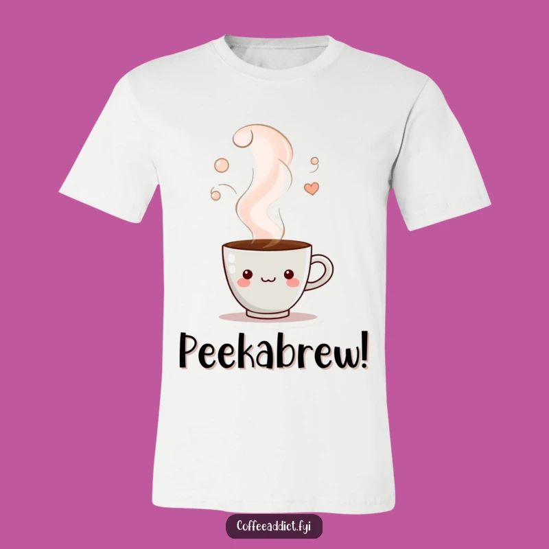 Funny Peeking Coffee Cup T-Shirt for a Playful and Mysterious Look