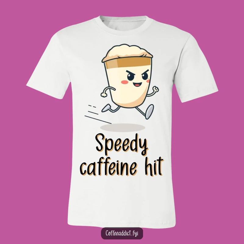 Funny Espresso Shot T-Shirt: Determined Runner Character Tee