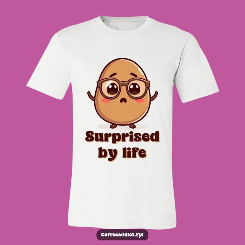 Funny Kawaii Coffee Bean Spectacles T-Shirt - Surprised Style, Great Gift