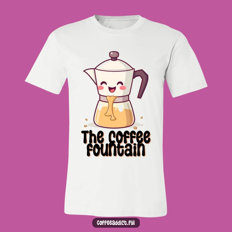 Funny Kawaii Coffee Pot T-Shirt: Happy Pouring Character Tee