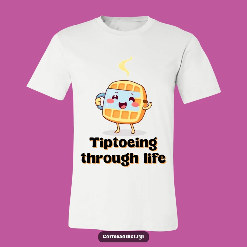 Funny Waffle T-Shirt: Tiptoeing with Delightful Breakfast Design
